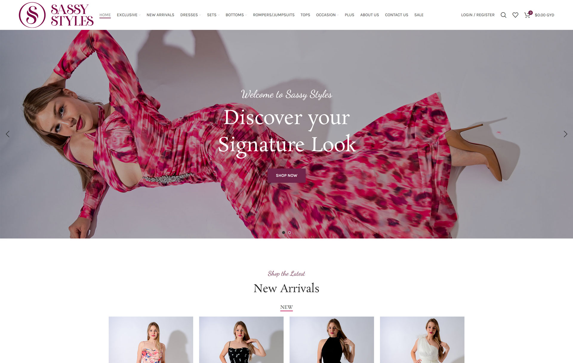 Sassy Styles website home page screenshot